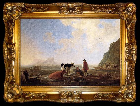 framed  CUYP, Aelbert Herdsmen with Cows dfg, ta009-2